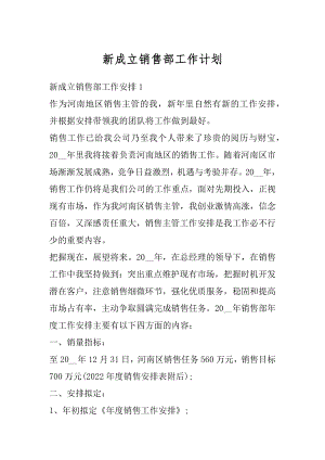 新成立销售部工作计划精品.docx