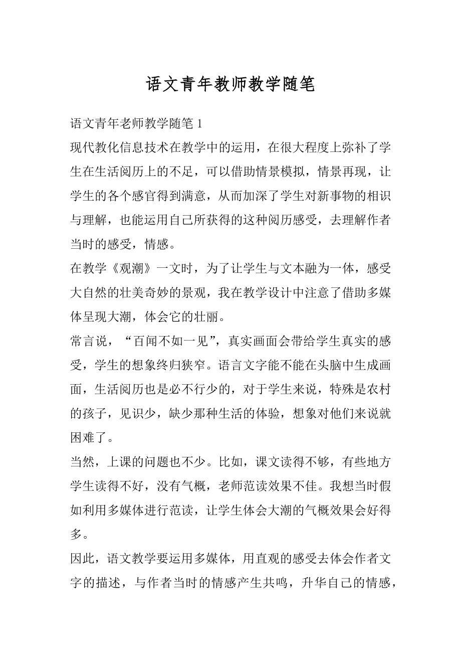 语文青年教师教学随笔汇总.docx_第1页