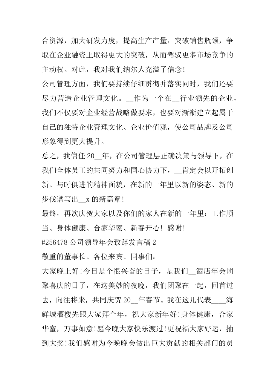 公司领导年会致辞发言稿精编.docx_第2页