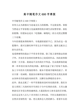 高中随笔作文600字寒假范例.docx