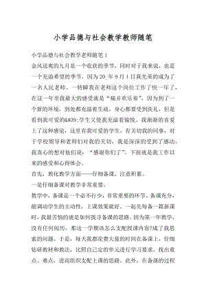 小学品德与社会教学教师随笔范例.docx