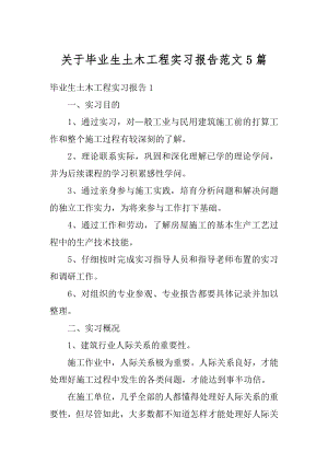 关于毕业生土木工程实习报告范文5篇精选.docx