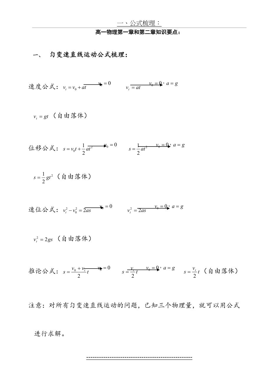 粤教版高一物理 必修1 第一章和第二章知识要点.doc_第2页