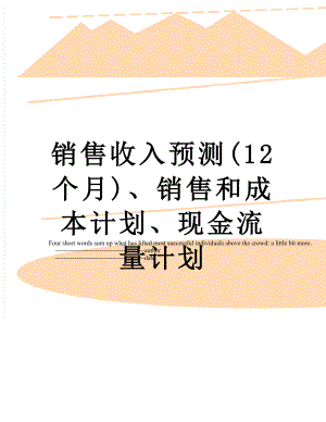 销售收入预测(12个月)、销售和成本计划、现金流量计划.doc