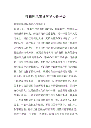 师德师风建设学习心得体会精选.docx