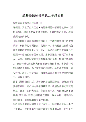 绿野仙踪读书笔记二年级5篇优质.docx