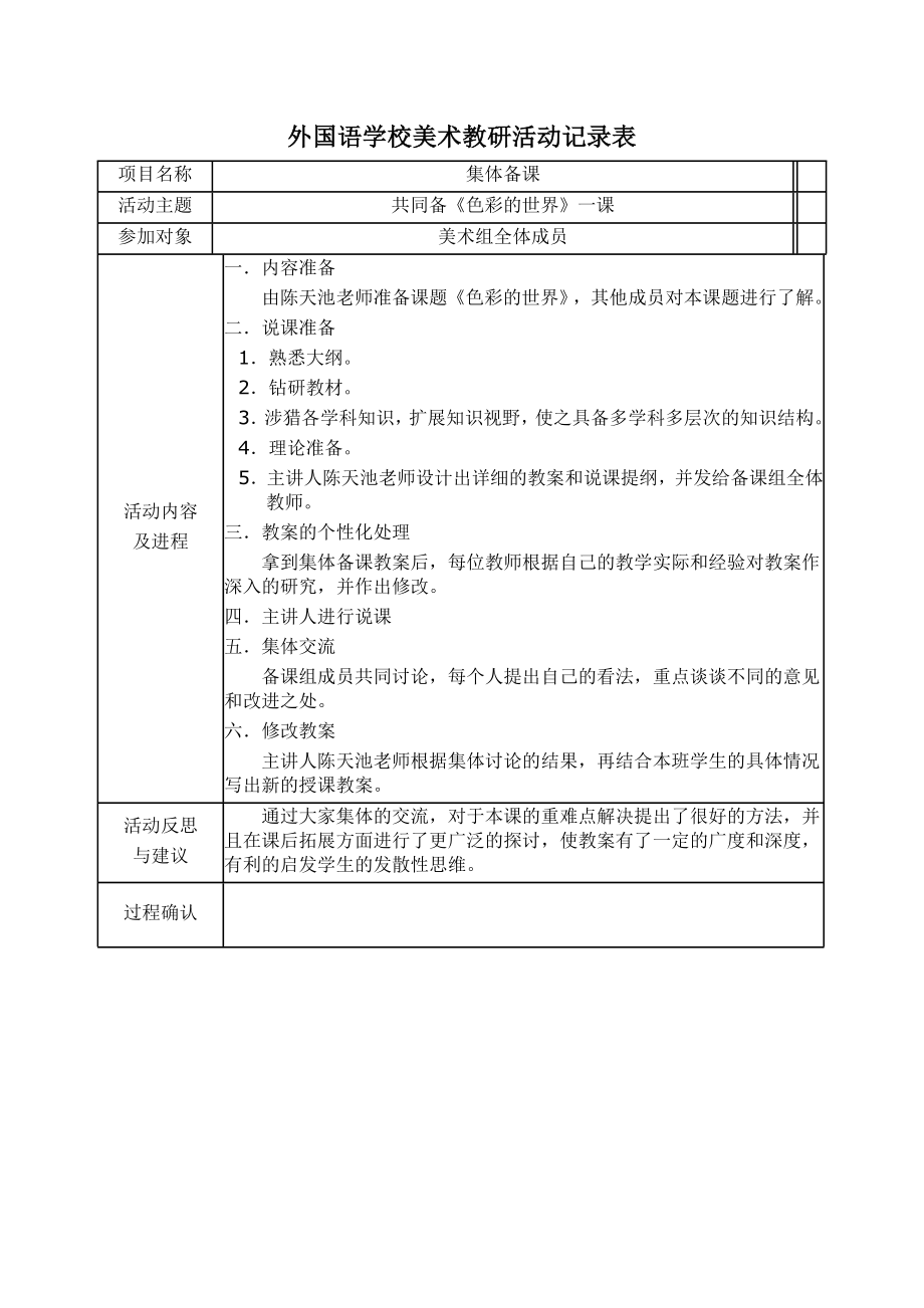 外国语学校美术教研活动记录表1.doc_第1页