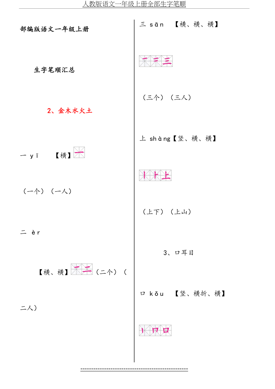 部编版语文一年级上册生字笔顺汇总.doc_第2页