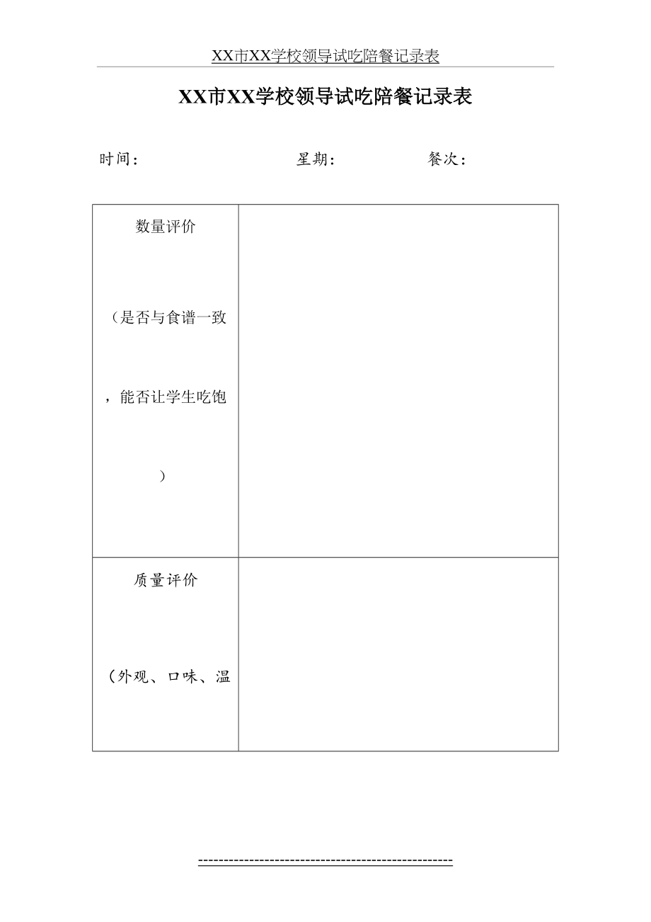 XX市XX学校领导试吃陪餐记录表.doc_第2页