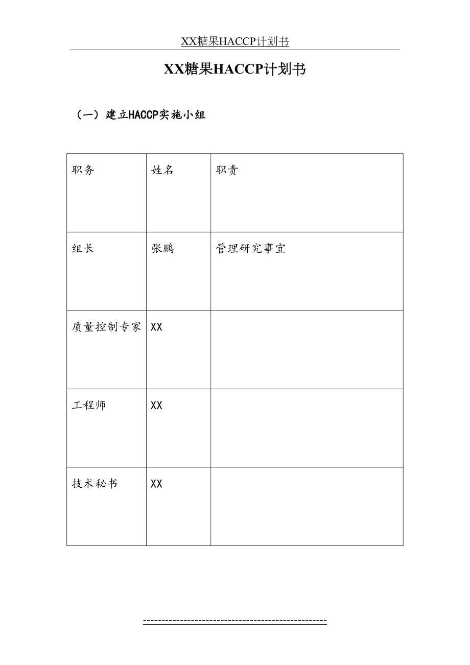 XX糖果HACCP计划书.doc_第2页