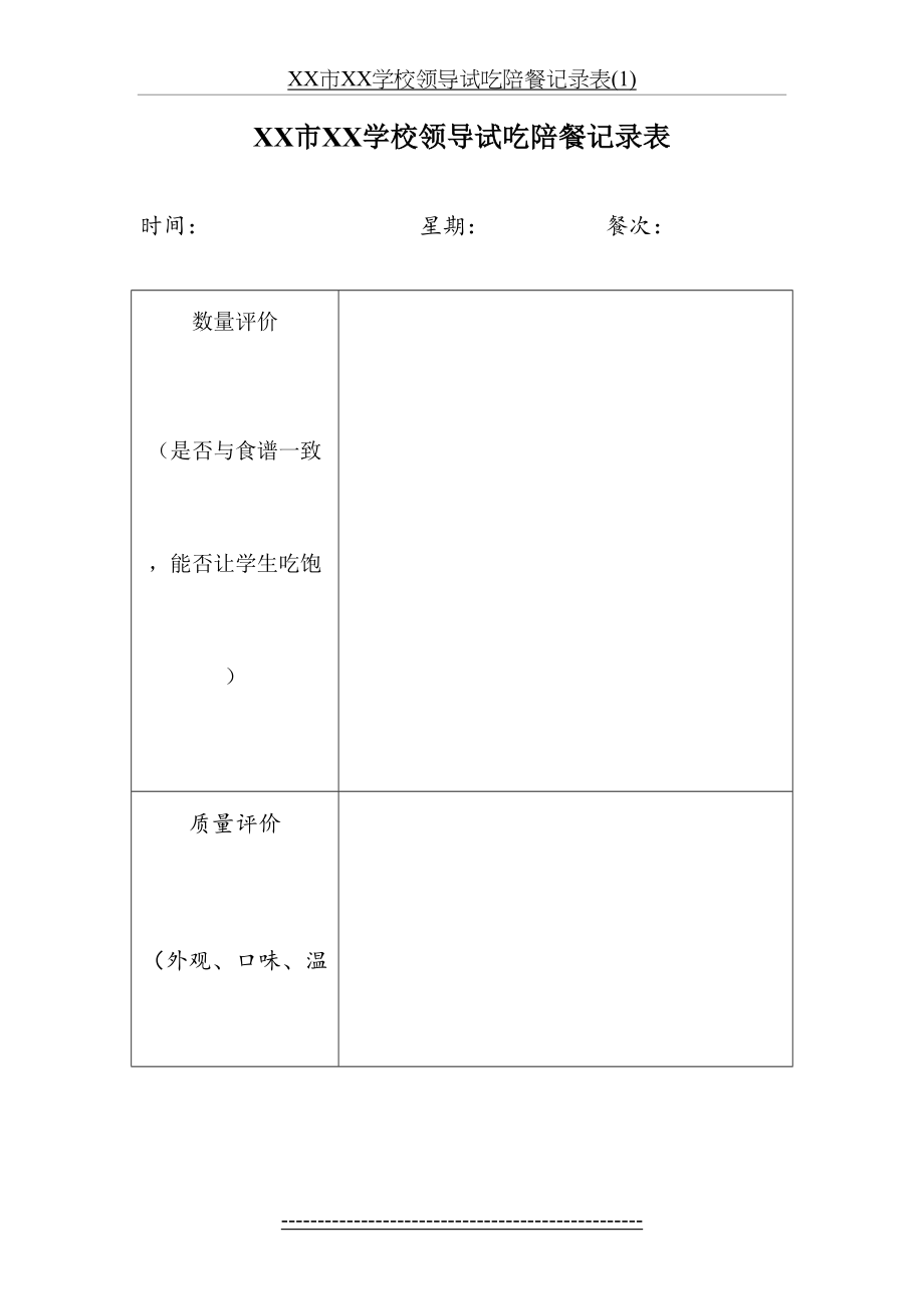 XX市XX学校领导试吃陪餐记录表(1).doc_第2页