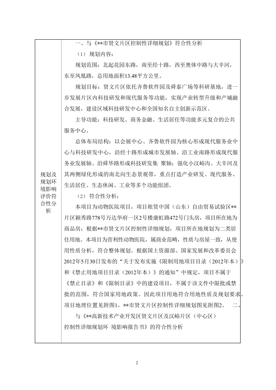 宠物医院建设项目环境影响报告表.docx_第2页