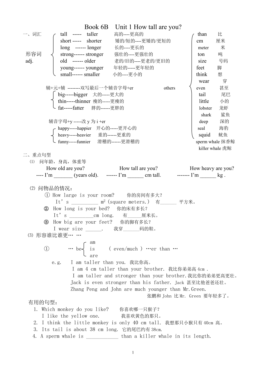 PEP小学六年级英语下册知识点归纳及练习1.doc_第1页