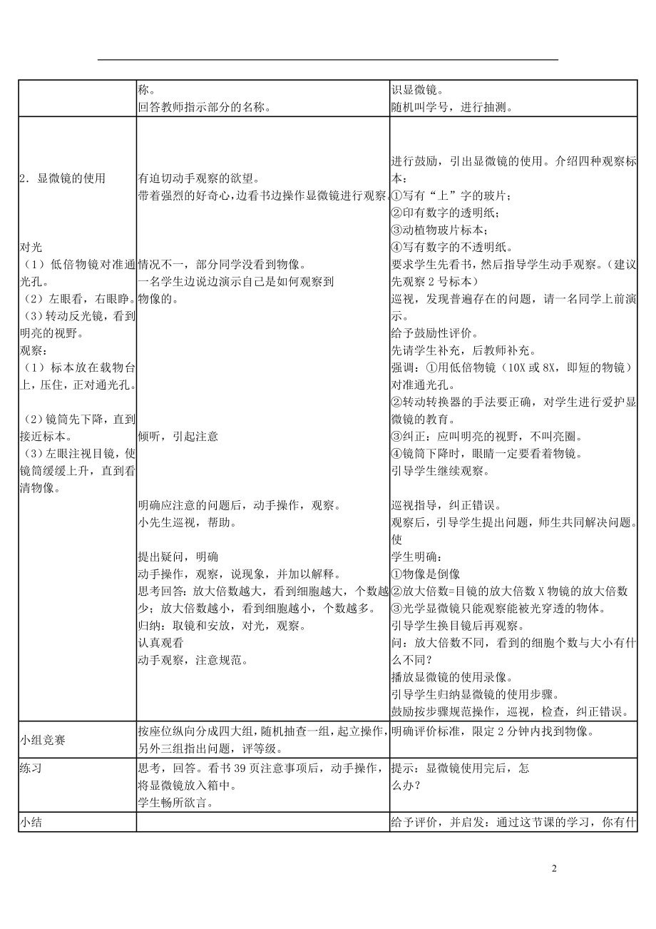 七年级生物上册第一节练习使用显微镜教学案例设计.doc_第2页