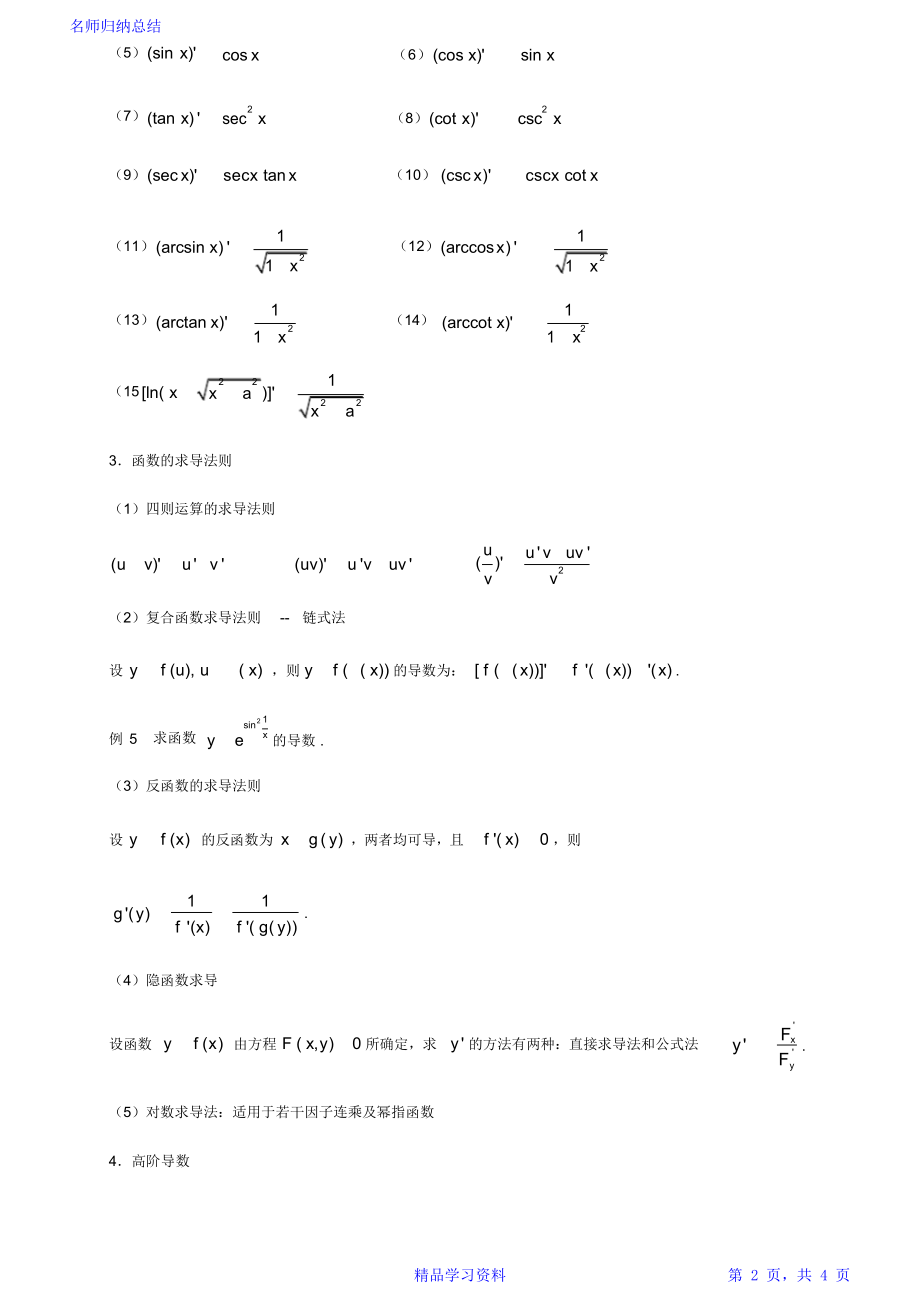 考研数学高数第二章导数与微分的知识点总结.doc_第2页