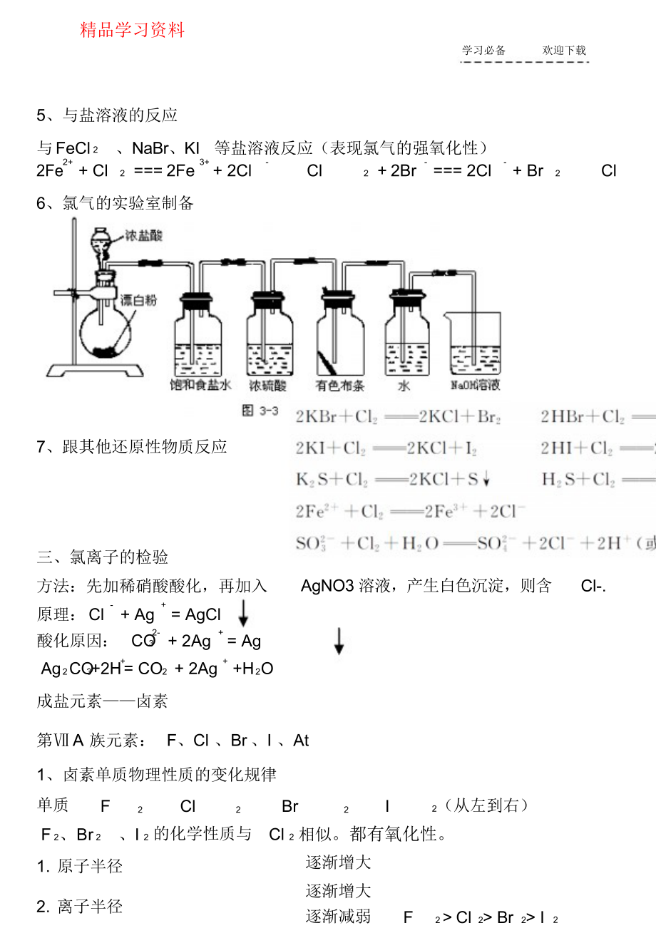 元富集在海水中的元素—氯重点知识点总结.doc_第2页