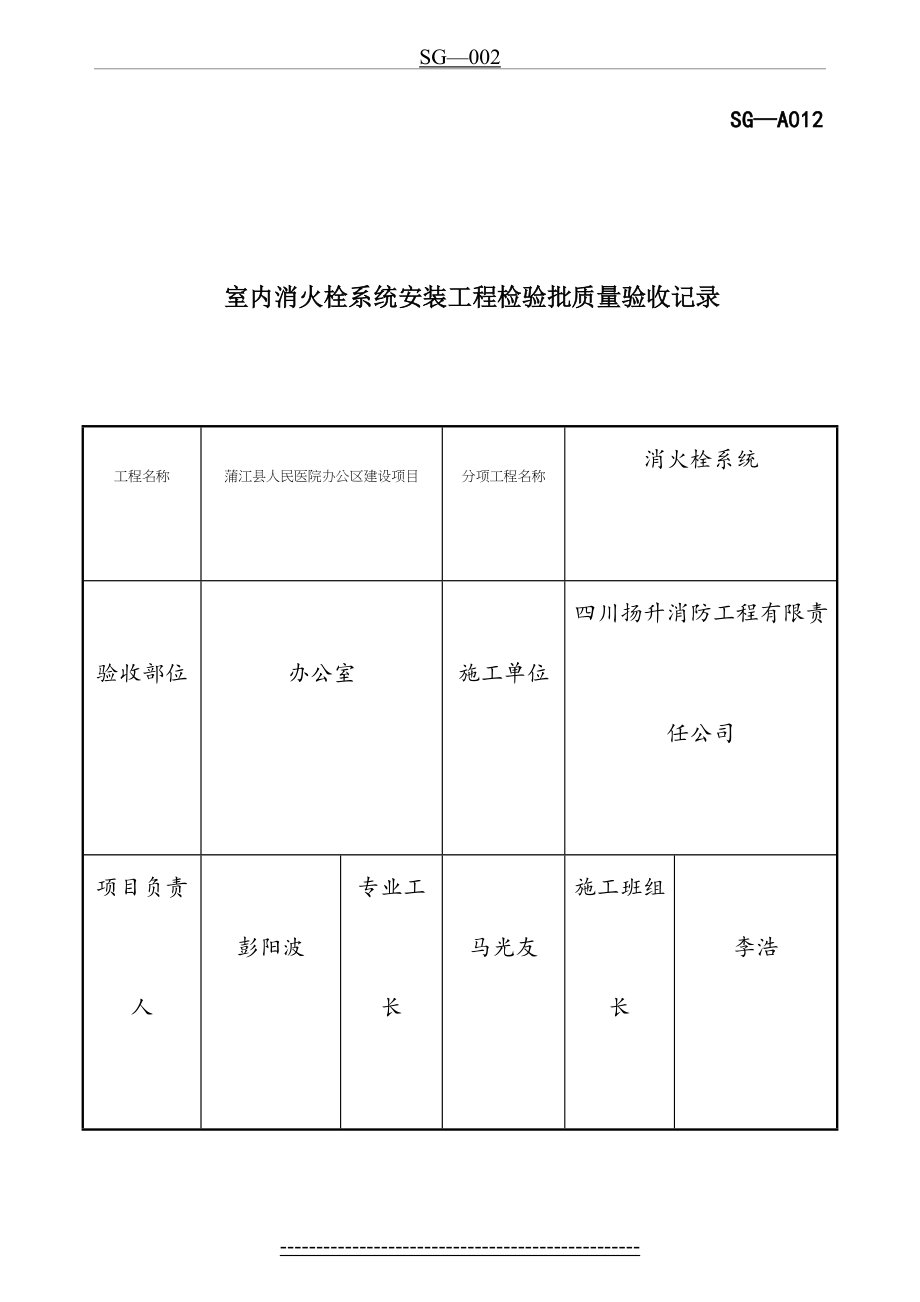 SG-A013室内消火栓系统安装工程检验批质量验收记录.doc_第2页