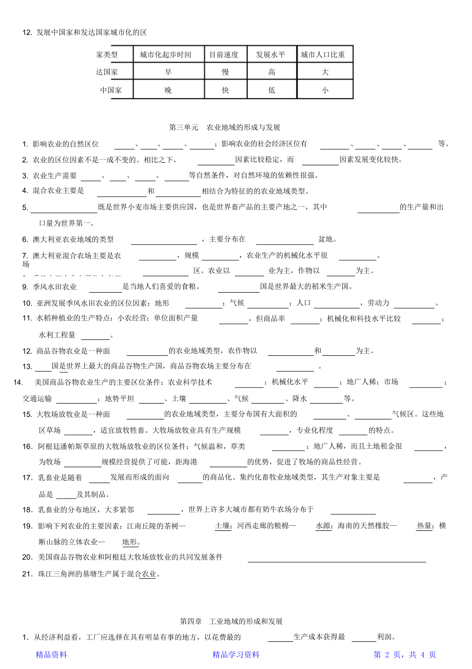 最新最全面高中地理必修二知识点归纳填空)(精华版).doc_第2页