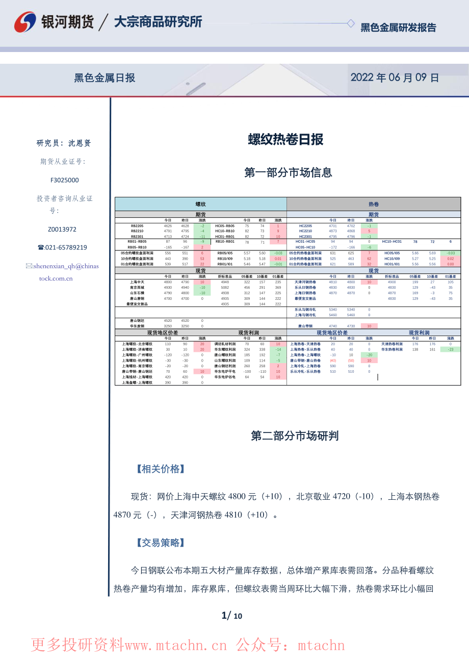 20220609-银河期货-螺纹热卷日报.pdf_第1页