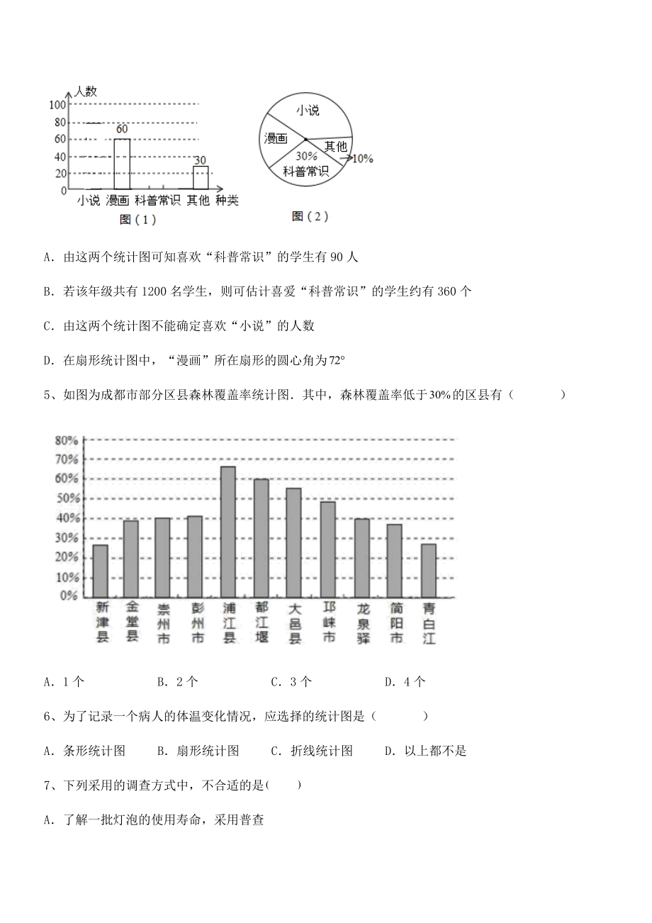 2022年人教版初中数学七年级下册第十章数据的收集、整理与描述同步测试试题(含详细解析).docx_第2页