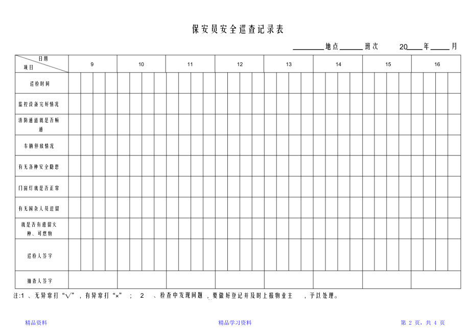 保安日常巡查记录表(精华版).doc_第2页