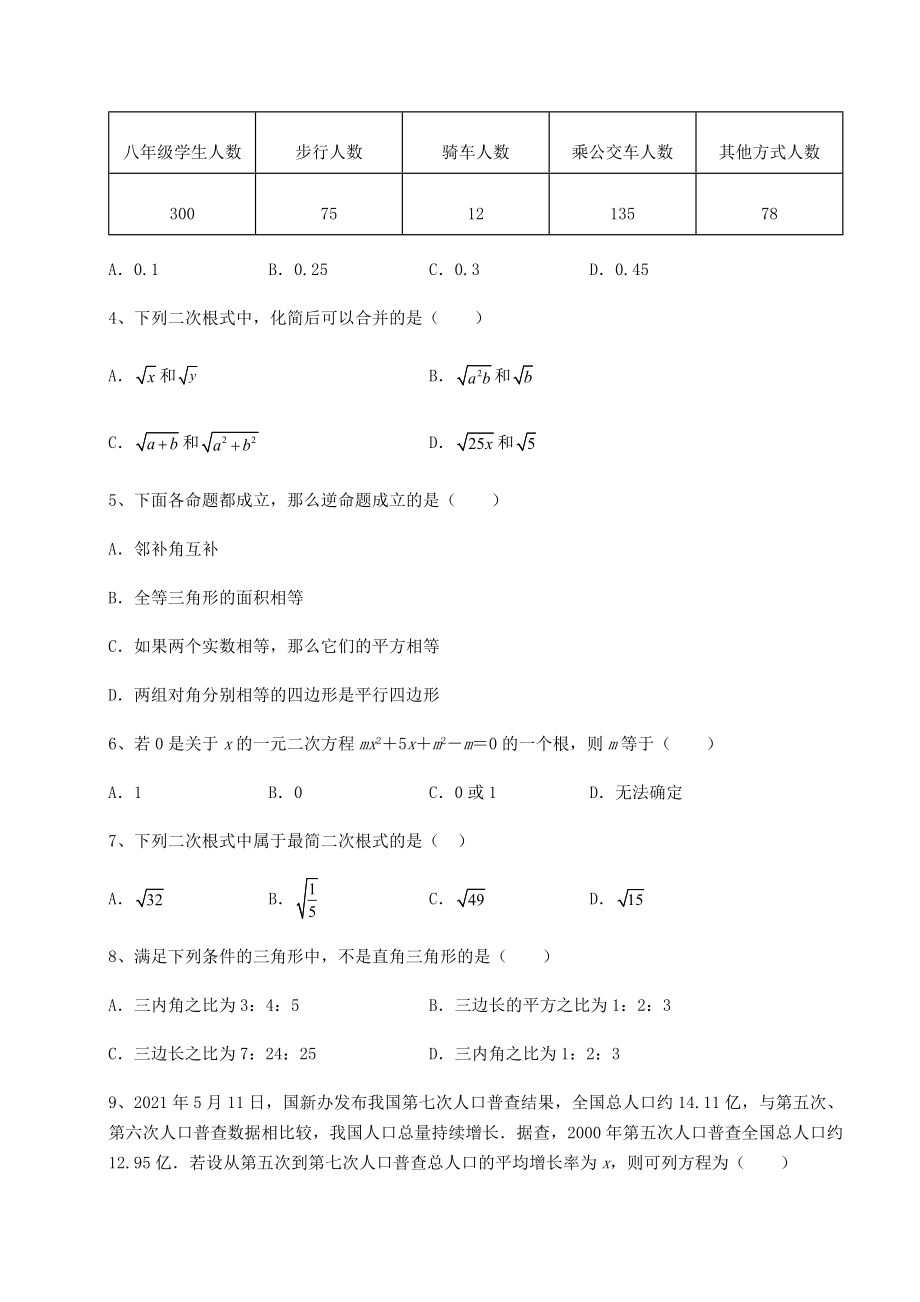 2022年强化训练沪科版八年级下册数学期末专项测评-卷(Ⅰ)(含答案详解).docx_第2页