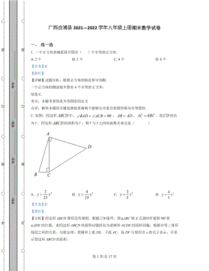 广西合浦县2021—2022学年八年级上册期末数学试卷（含答案解析）.docx