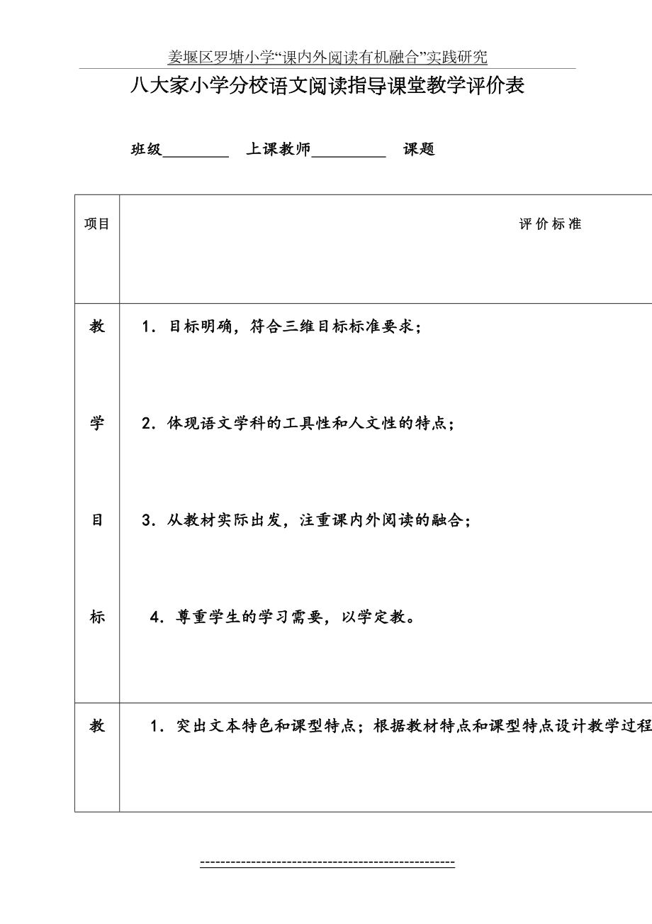 “课外阅读”课堂教学教研评价表.doc_第2页