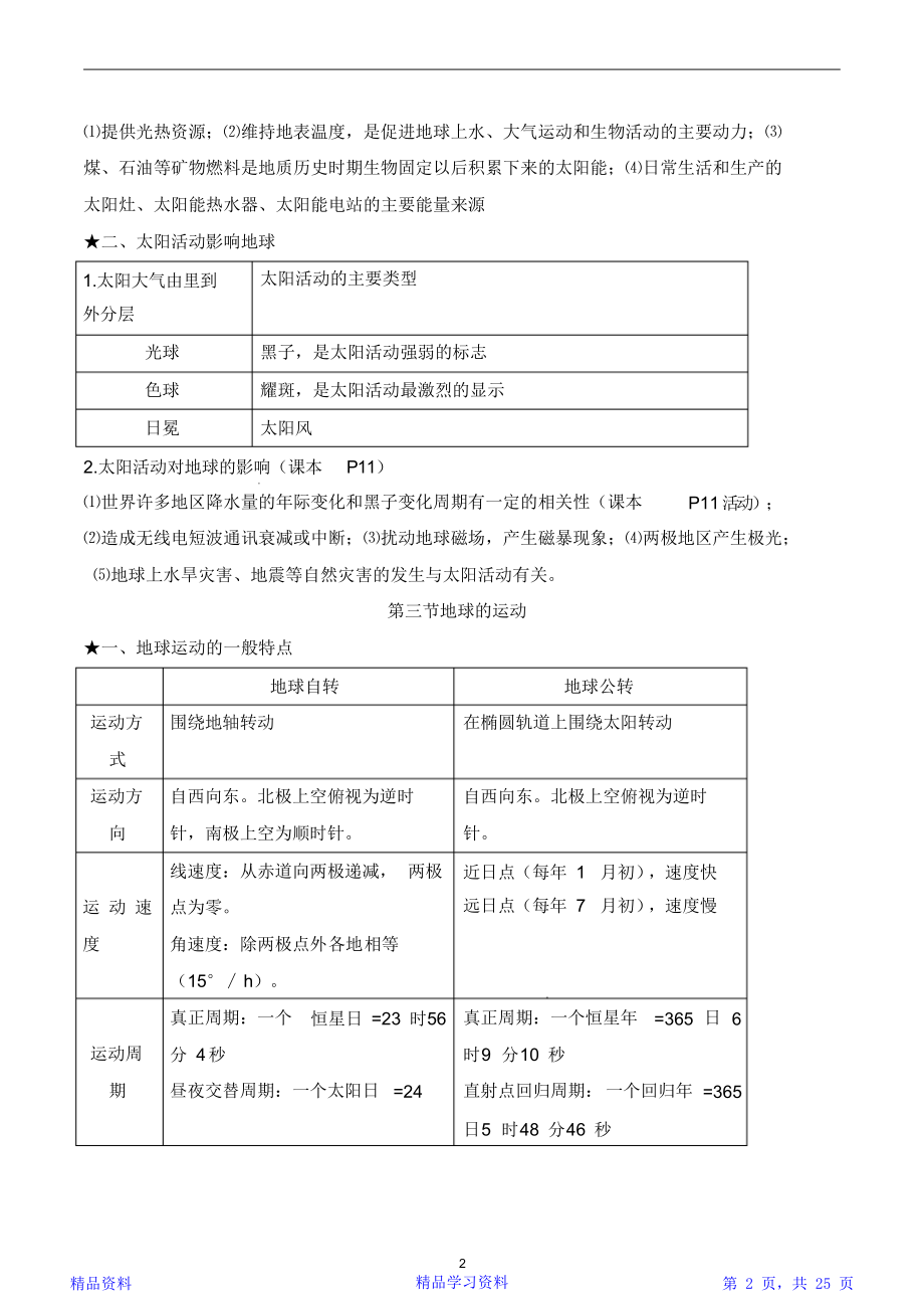 最新最全面人教版高中地理必修一知识点总结归纳(精华版).doc_第2页