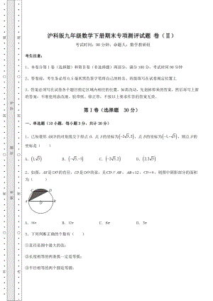 2021-2022学年沪科版九年级数学下册期末专项测评试题-卷(Ⅱ)(含详解).docx