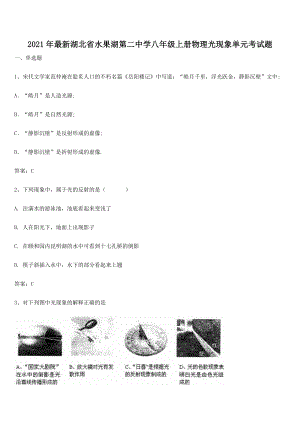 2021年最新湖北省水果湖第二中学八年级上册物理光现象单元考试题.docx