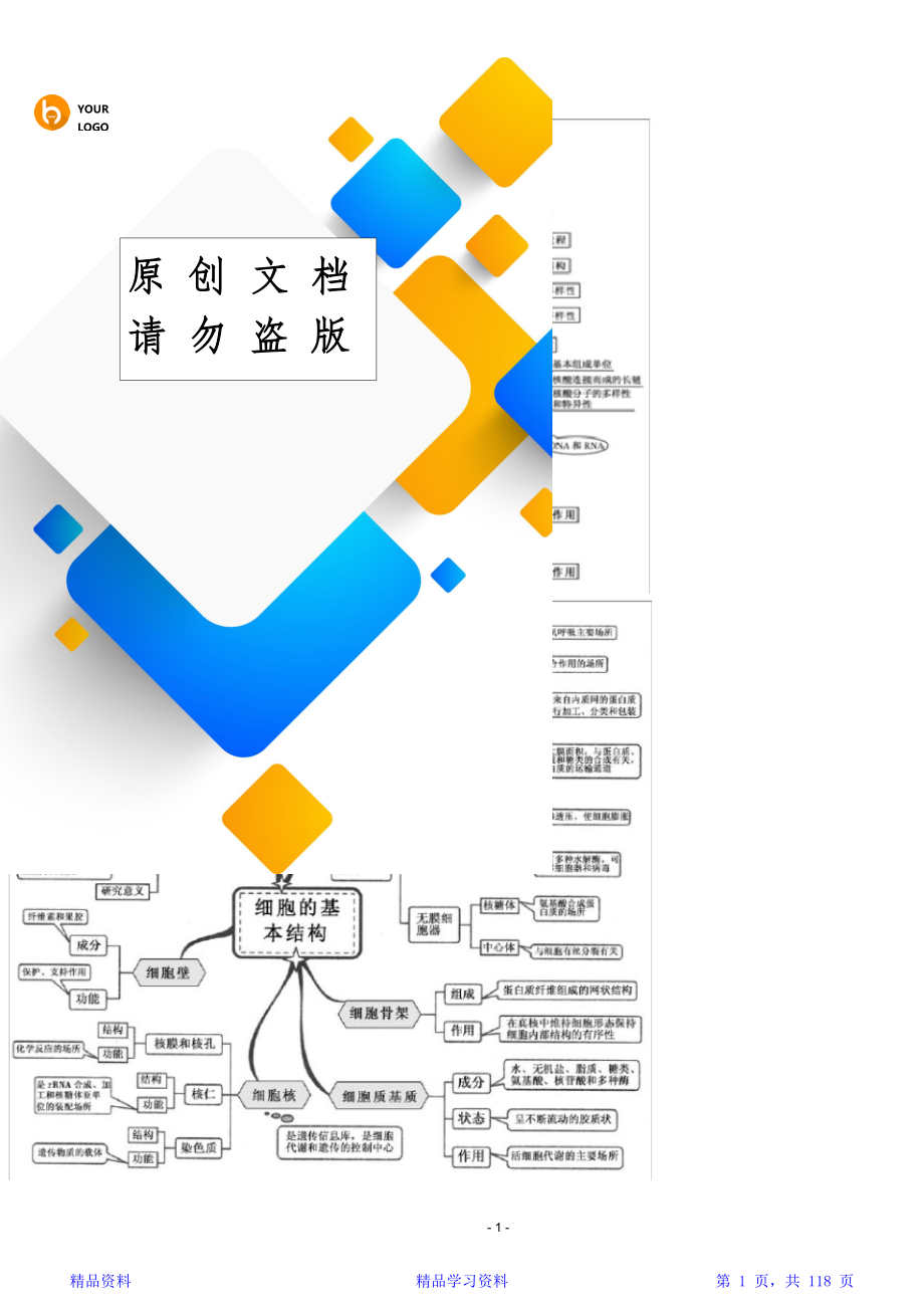 最新最全面新课标高中生物全套思维导图和知识点总结(精华版).doc_第1页