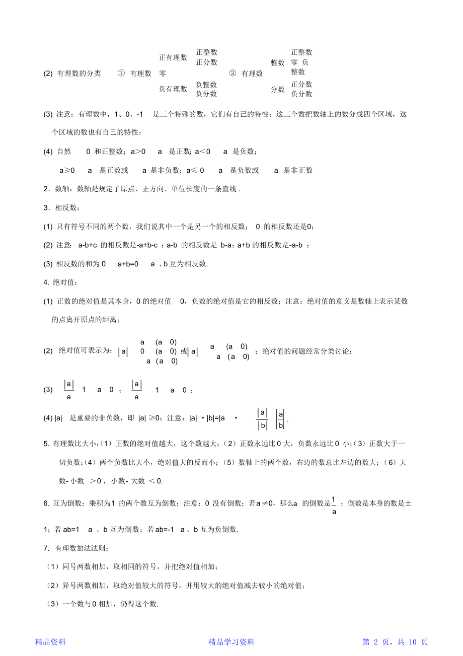 最新最全面初一数学知识点汇总(精华版).doc_第2页