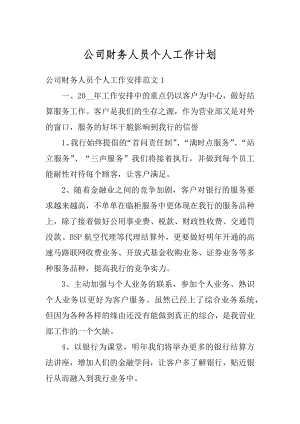 公司财务人员个人工作计划范文.docx