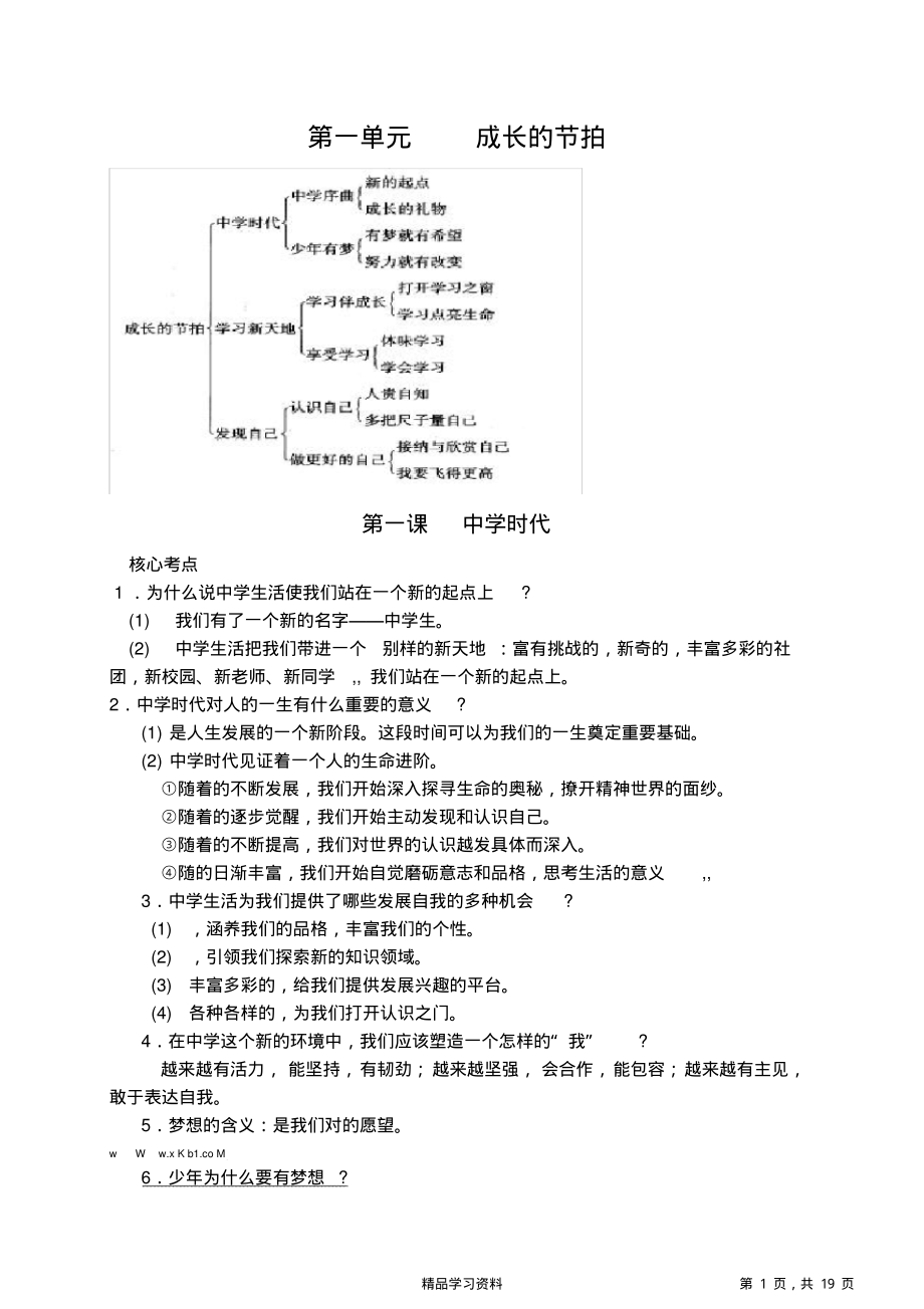 超详细最新人教版初中七年级道德与法治上册考点汇总(精华版).pdf_第1页