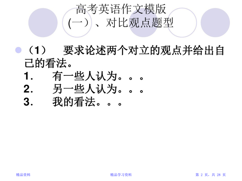 最新最全面高考万能英语作文模板(29张PPT)(精华版).doc_第2页