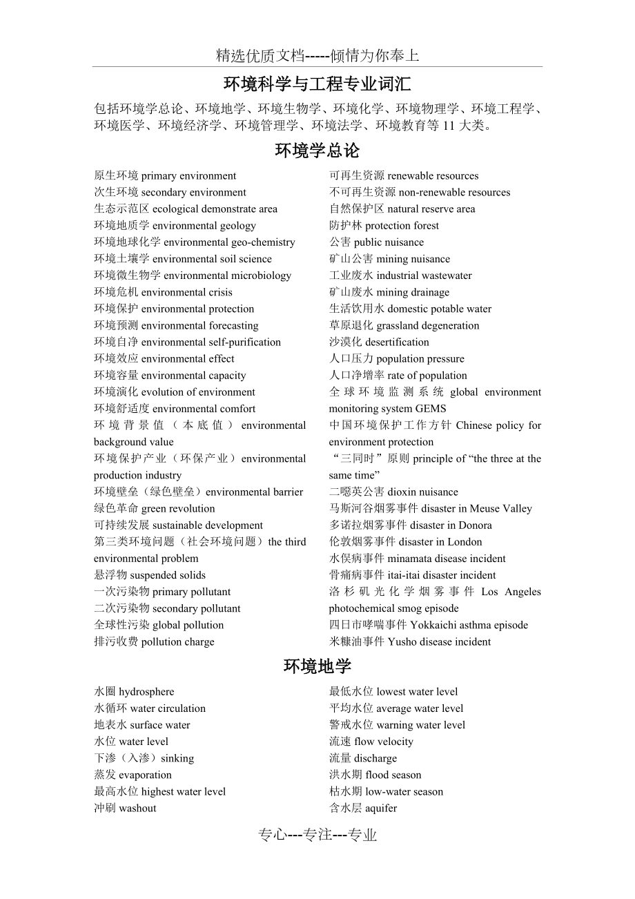 环境科学与工程-专业英语词汇.doc_第1页