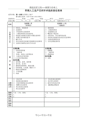 早期人工流产日间手术临床路径表单.docx