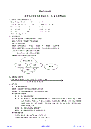 高中化学学业水平考试必背知识点-高中化学会考必背知识点(精华版).pdf