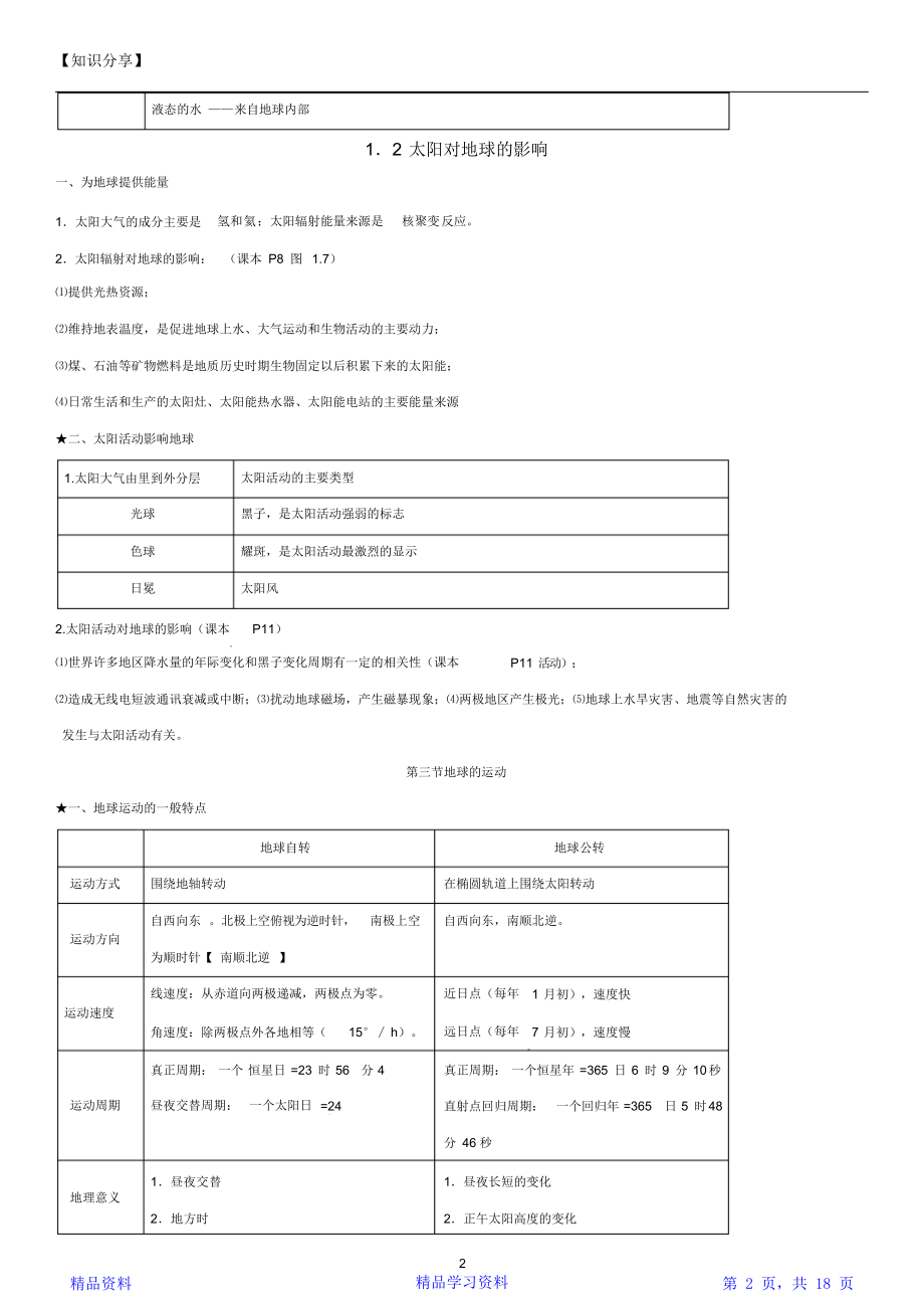 最完整人教版高一地理必修一知识点总结【最新整理】(20210107163300)(精华版).doc_第2页