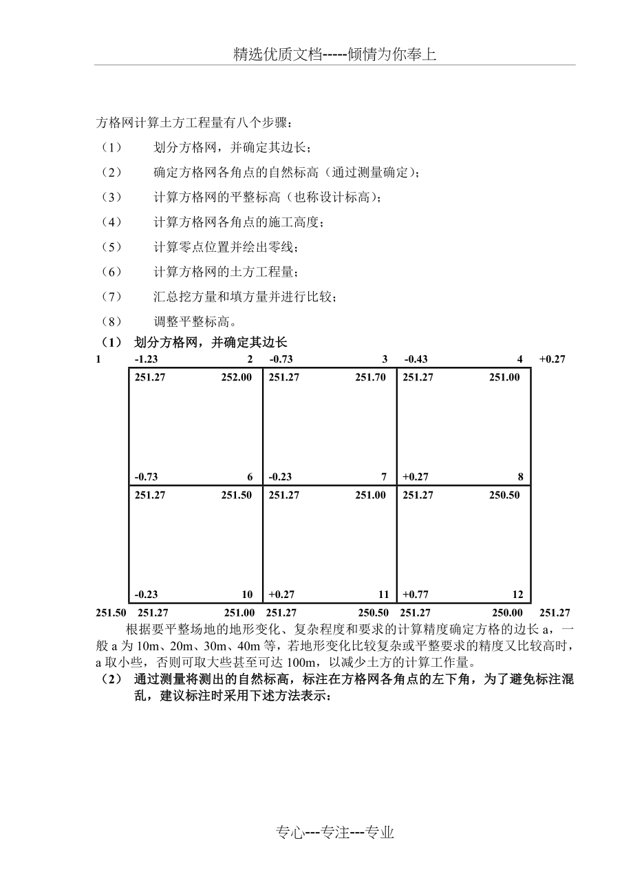 采用方格网计算土方工程量.doc_第1页