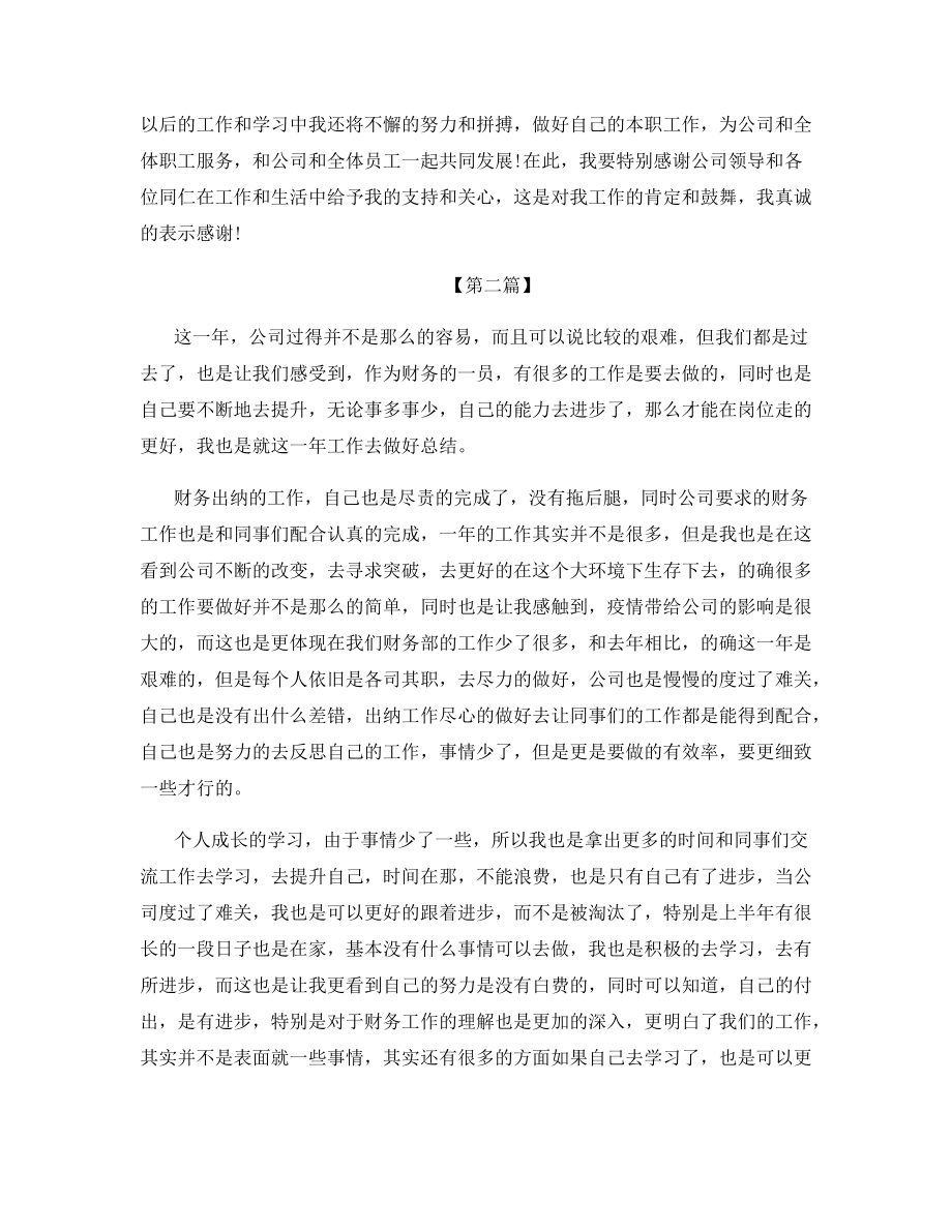 2021出纳个人年终工作总结.docx_第2页