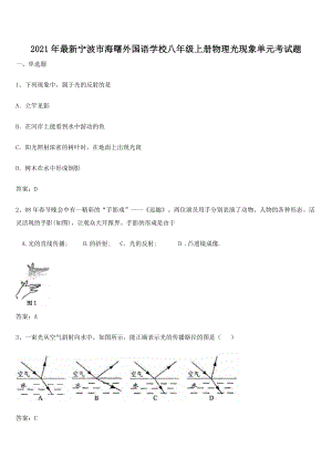 2021年最新宁波市海曙外国语学校八年级上册物理光现象单元考试题.docx