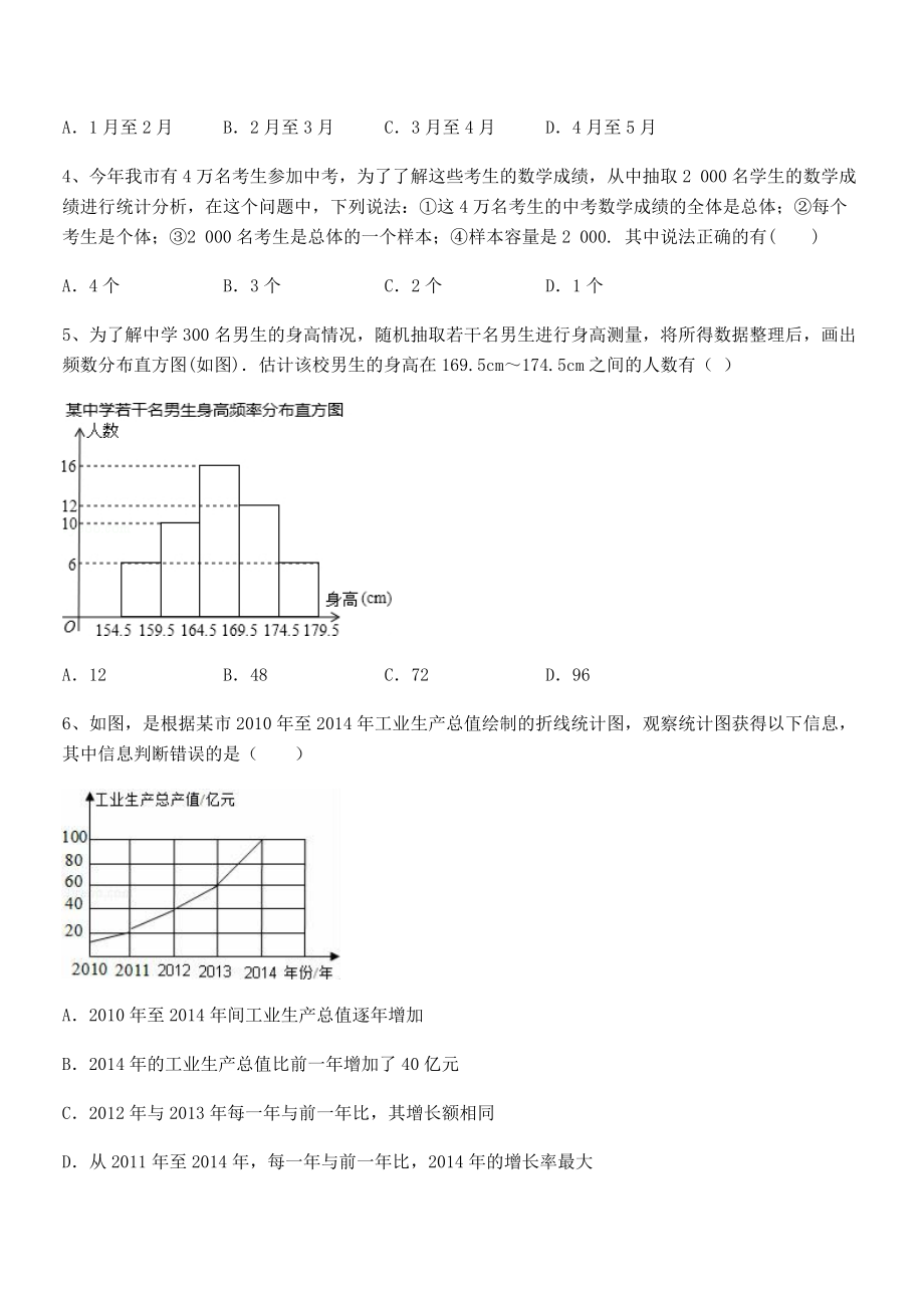 2021-2022学年浙教版初中数学七年级下册第六章数据与统计图表专题练习试题(名师精选).docx_第2页