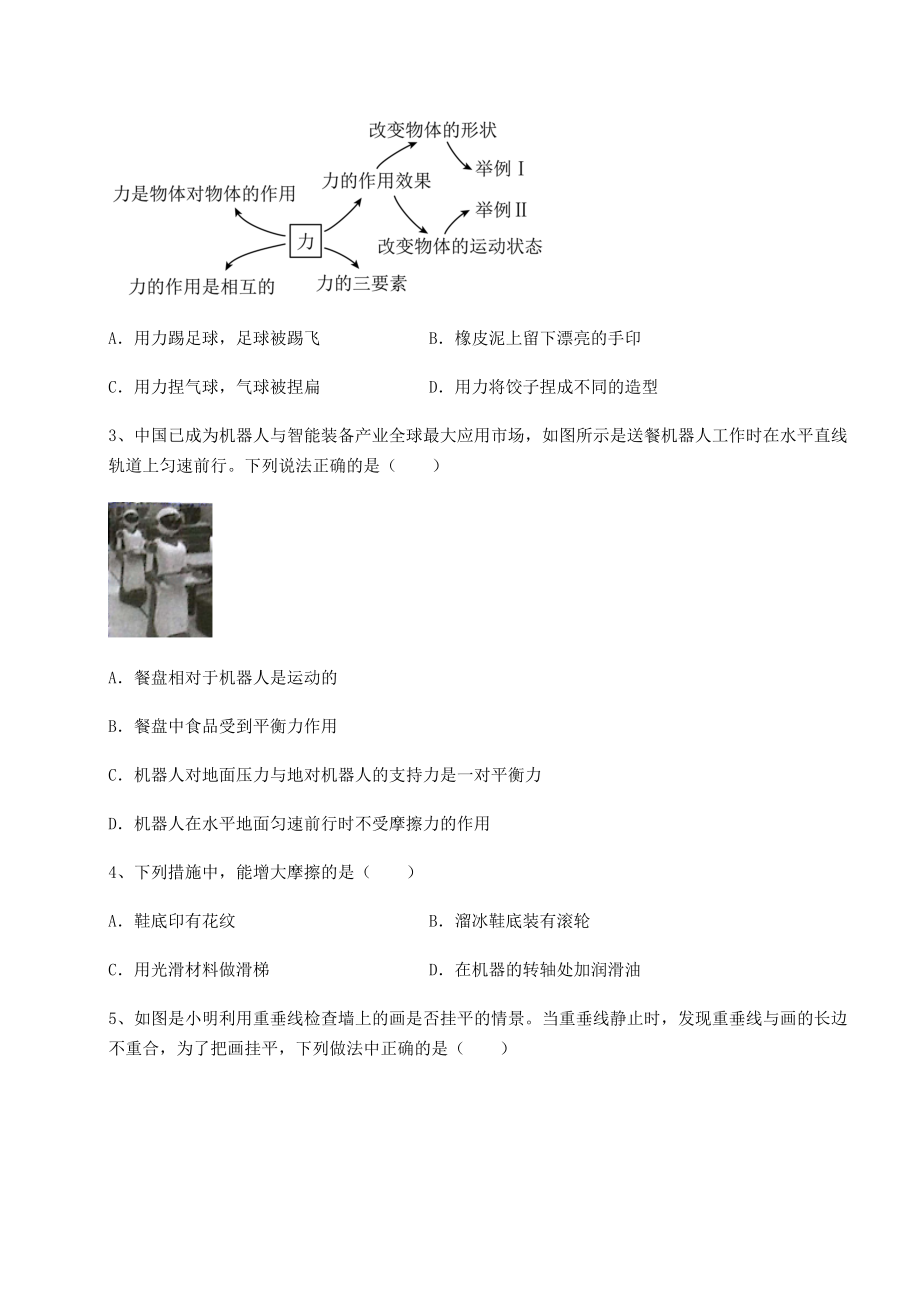 2021-2022学年最新沪科版八年级物理第六章-熟悉而陌生的力定向测评试卷(含答案详解).docx_第2页