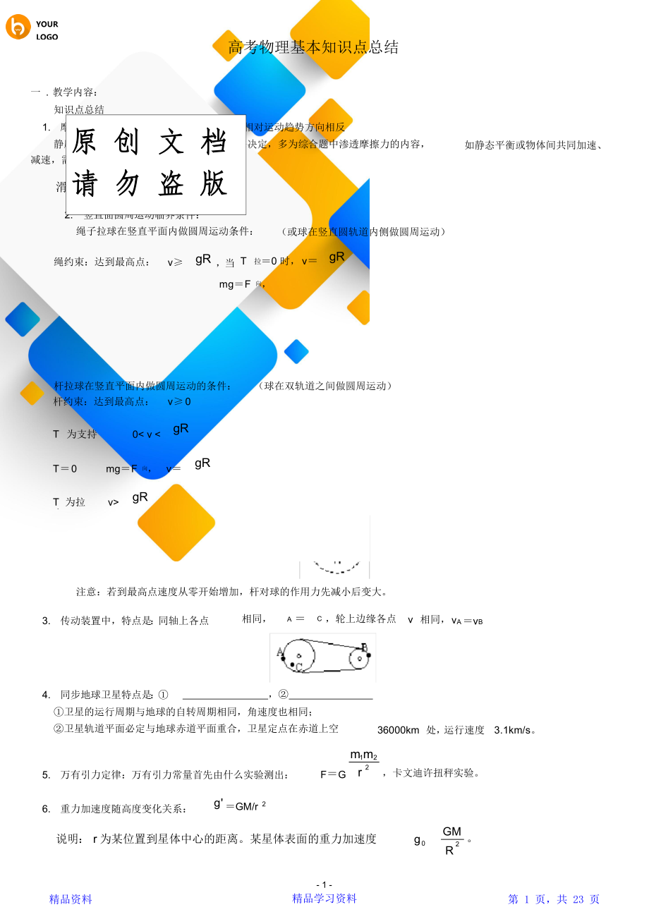 最新最全高中物理所有知识点总结(精华).doc_第1页