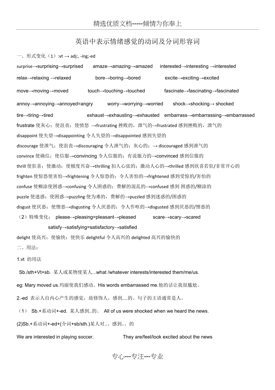 表示情绪感觉有关的英语单词.docx_第1页