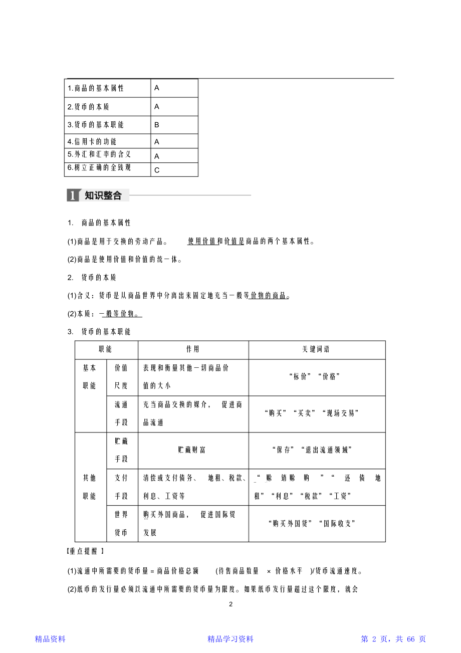 最全面小高考政治知识点总结(精华版).doc_第2页