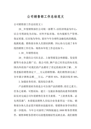 公司销售部工作总结范文.docx