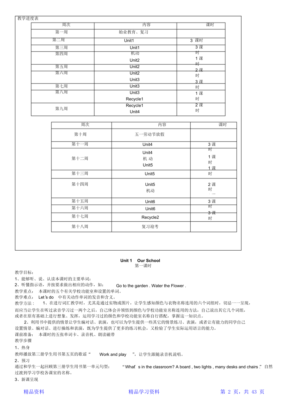 PEP小学四年级下册英语全册教案(精华版).doc_第2页